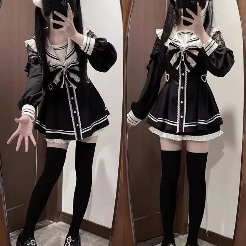 Slim Fit Suit Set - Dziewczęca sukienka cosplay Jirai Kei, damska