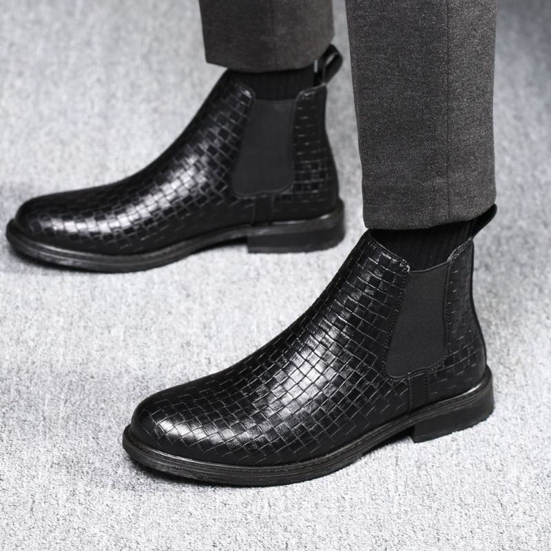 Men'S Formal Style - Męskie botki Chelsea z plecionym wzorem,