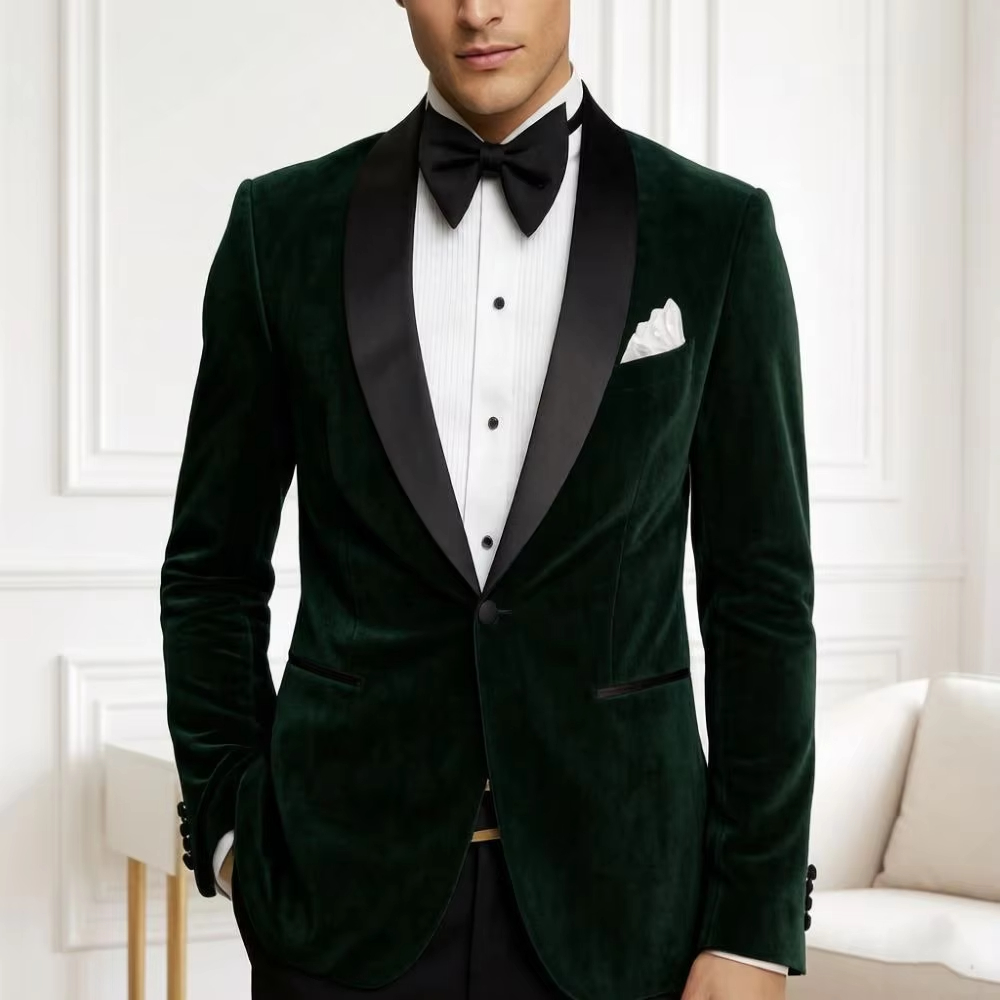 Formal Men Party Wear Jacket - Męska aksamitna marynarka slim fit, garnitur
