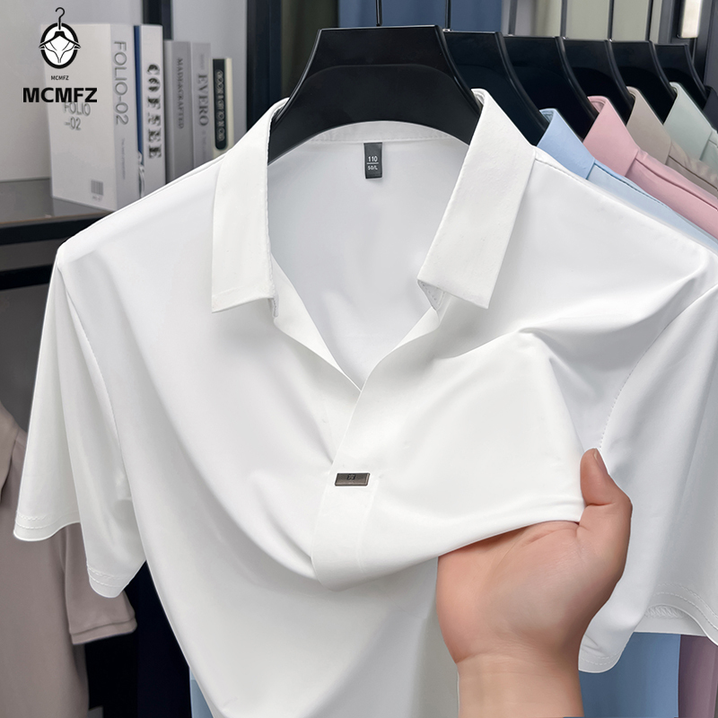 Men Formal Wear For Summer - Prosta koszula męska z ukrytym zapięciem,