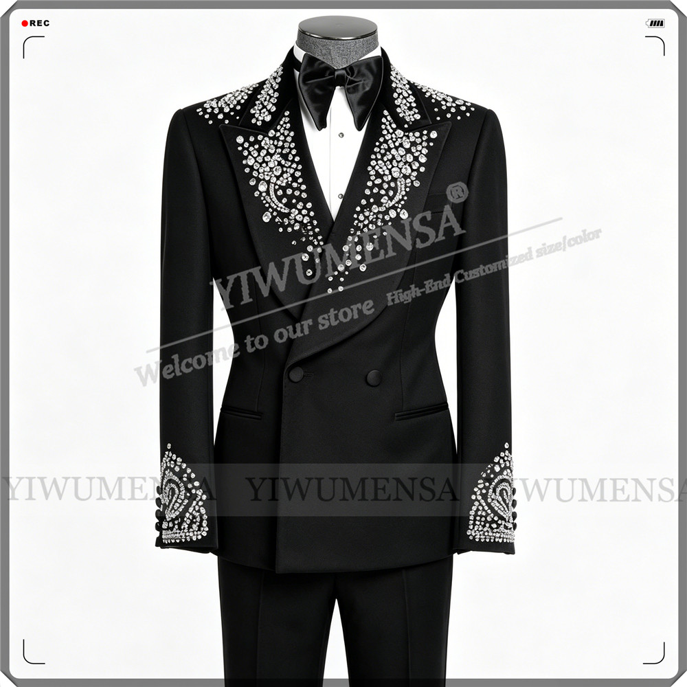 Formal Men Party Wear Jacket - Luksusowy garnitur ślubny męski z dżetami