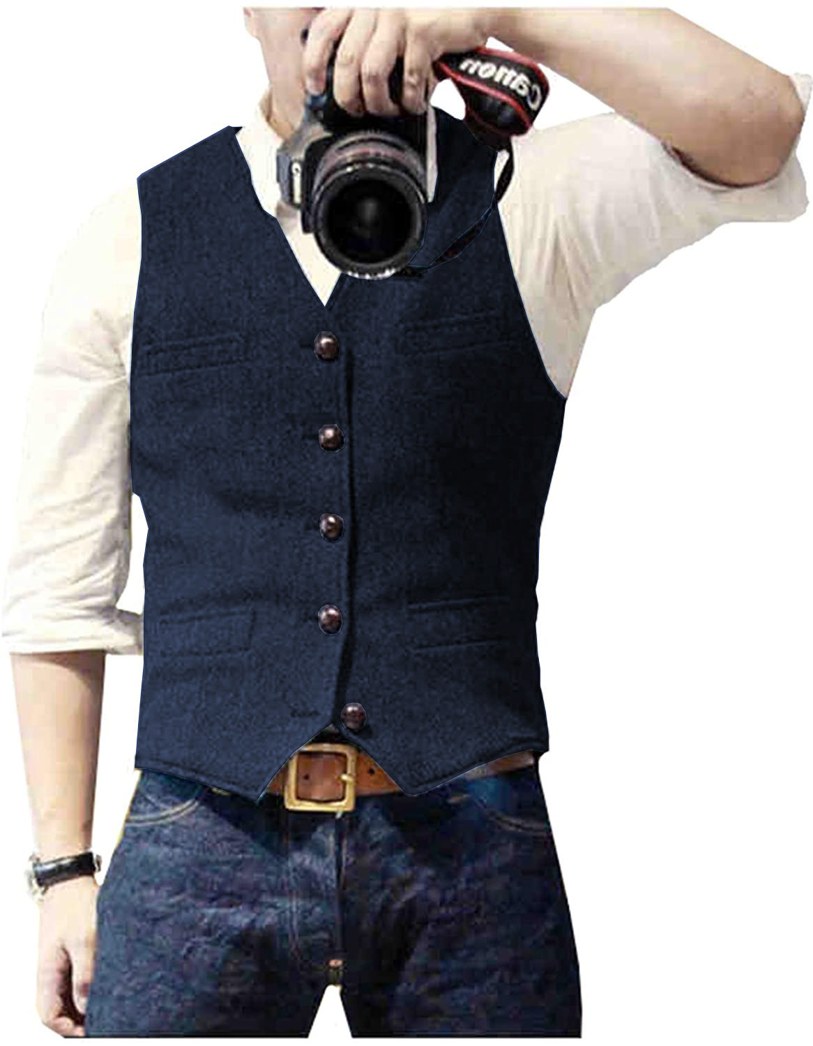 Men Formal Wear Vest - Męska kamizelka garniturowa z dekoltem w
