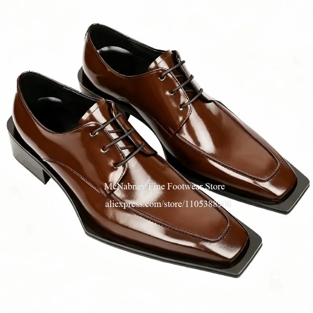 Men'S Formal Party Wear Shoes - Skórzane buty wizytowe z ćwiekami, sznurowane,
