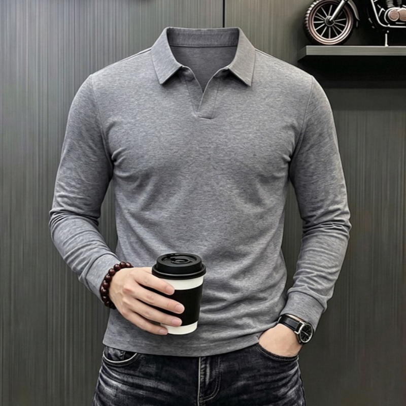 Men'S Formal Style - Męska koszulka polo z długim rękawem,