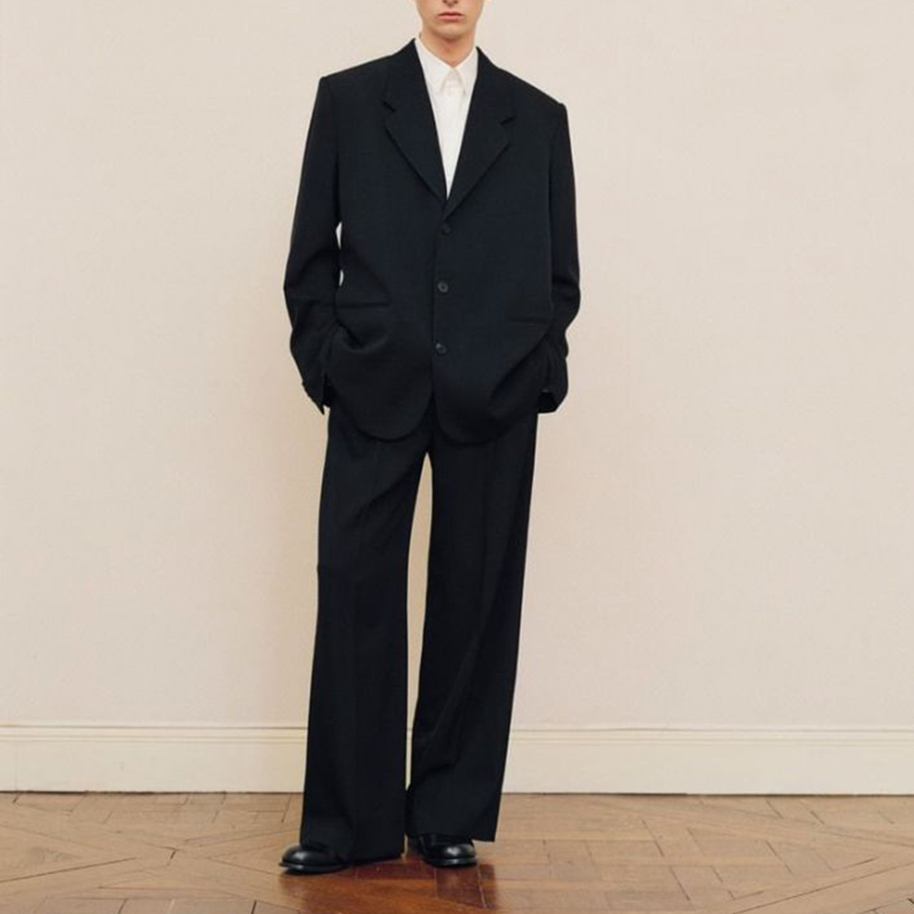 Formal Men Party Wear Jacket - Męski czarny garnitur oversize, jednorzędowy, modny,