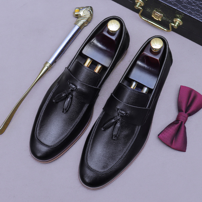 Formal Men Daily Wear Shoes - Męskie mokasyny z frędzlami, ze skóry