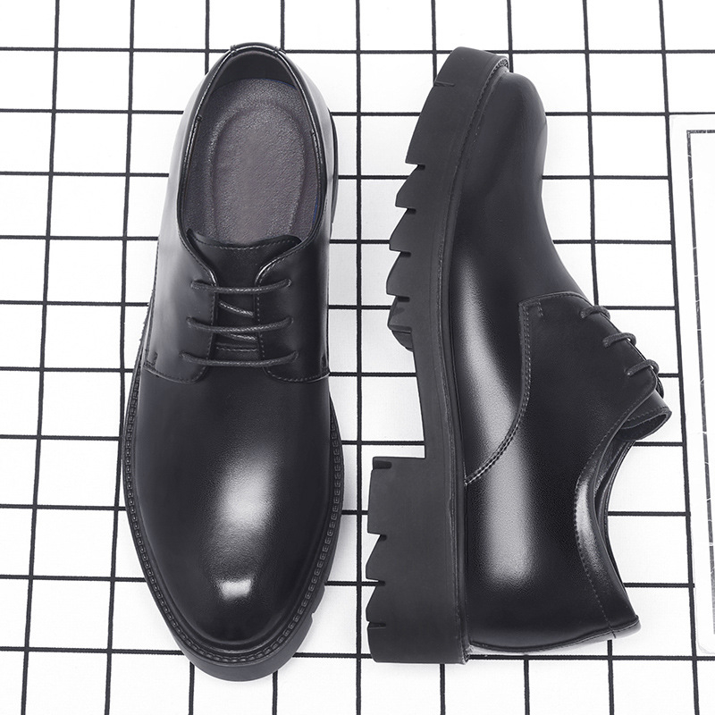 Formal Men Daily Wear Shoes - Męskie czarne skórzane sznurowane buty wizytowe