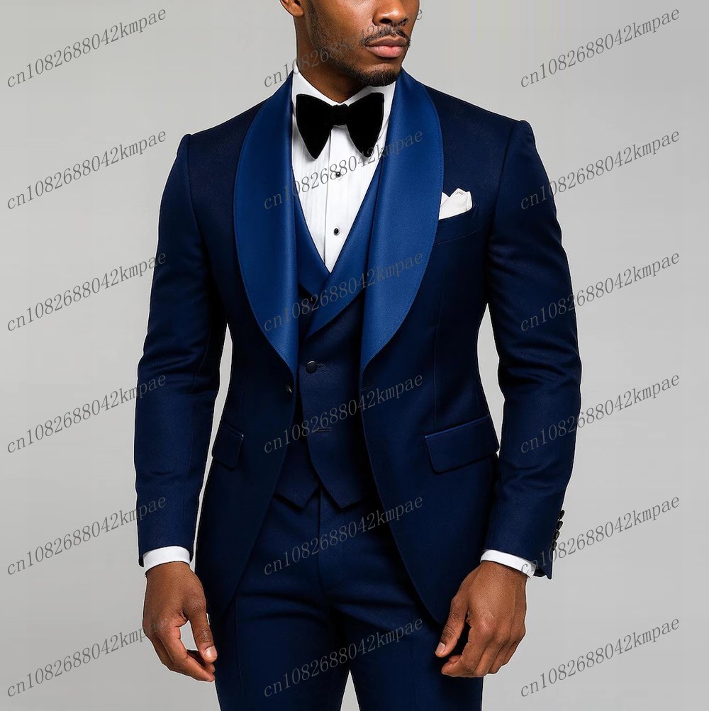 Nowy Granatowy Garnitur Męski  – Men Formal Wear Vest recenzja i cena
