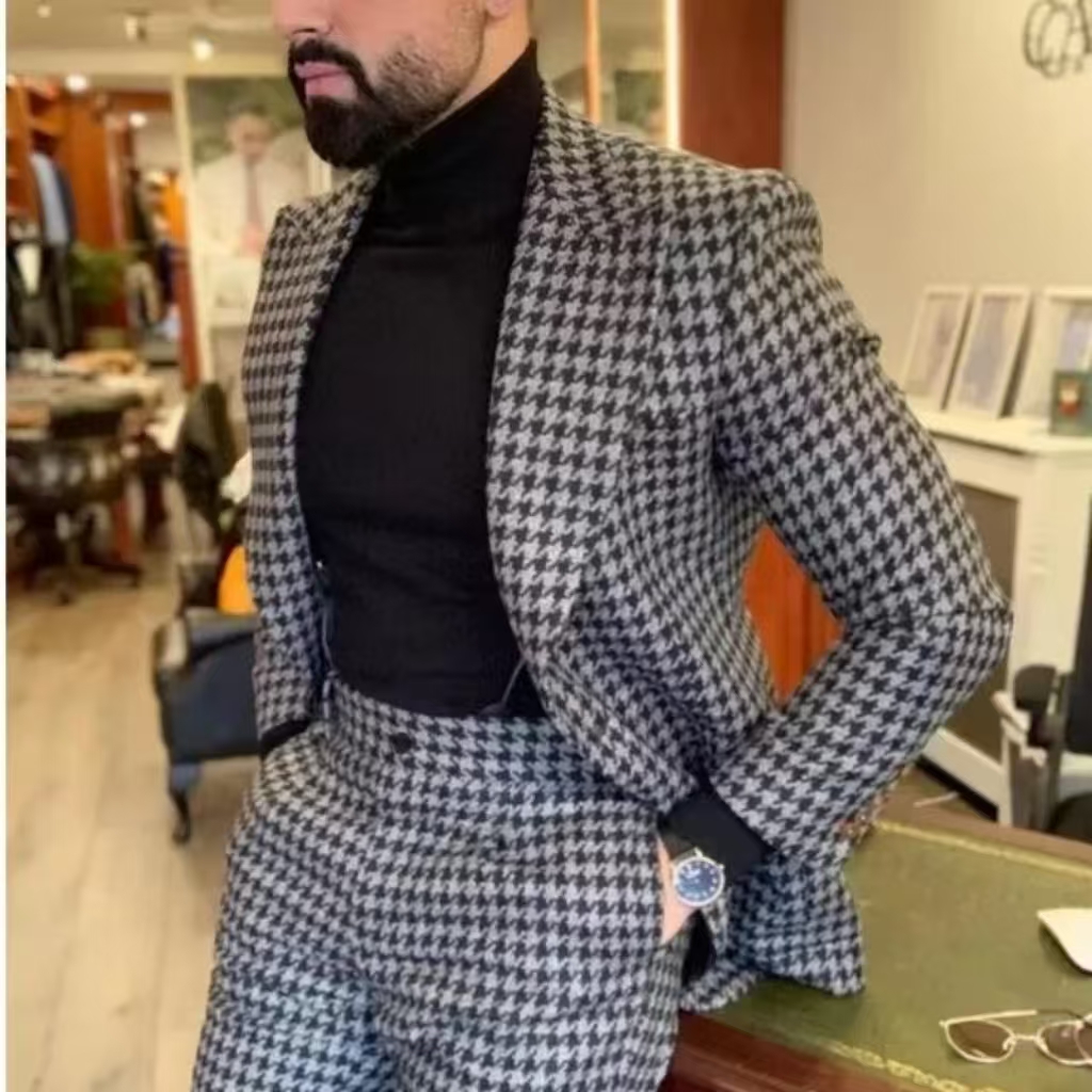 Męski garnitur w pepitkę w sty – Men'S Formal Wear In Wedding recenzja i cena