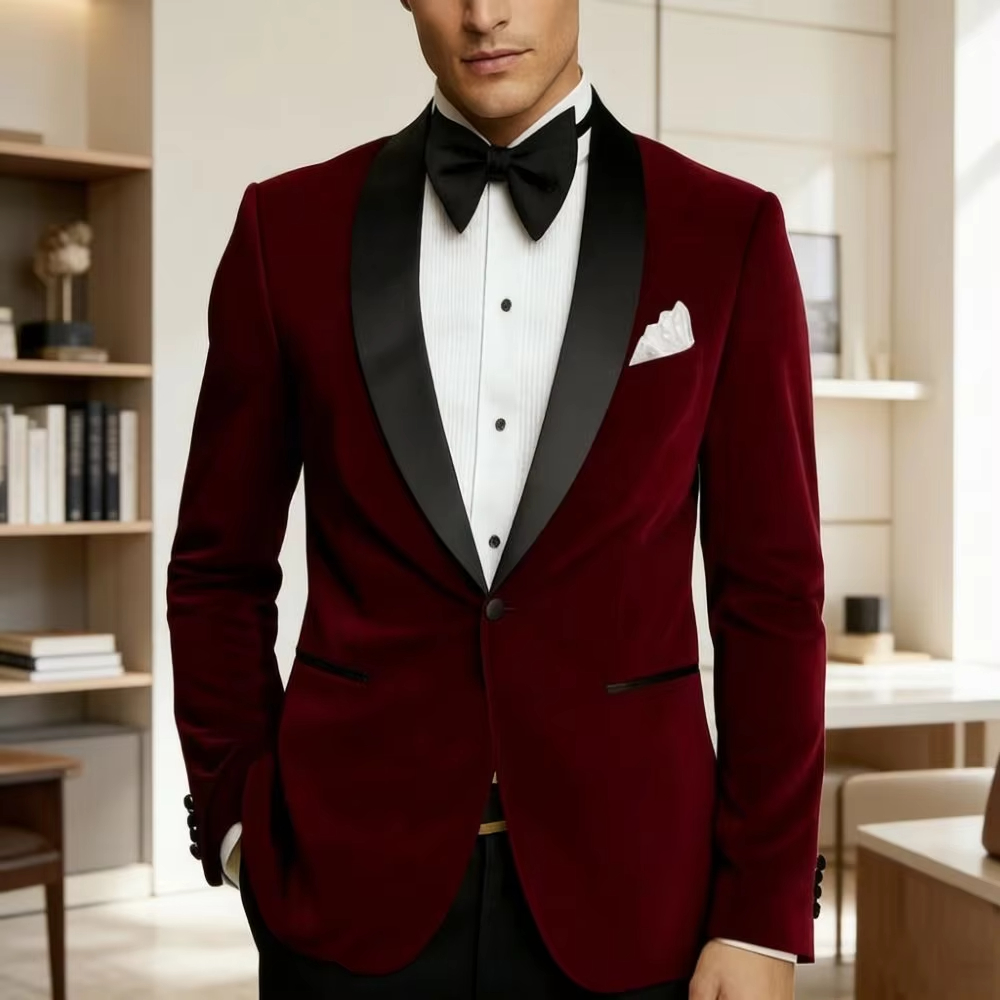 Męskie aksamitne garnitury sli – Formal Men Party Wear Jacket recenzja i cena