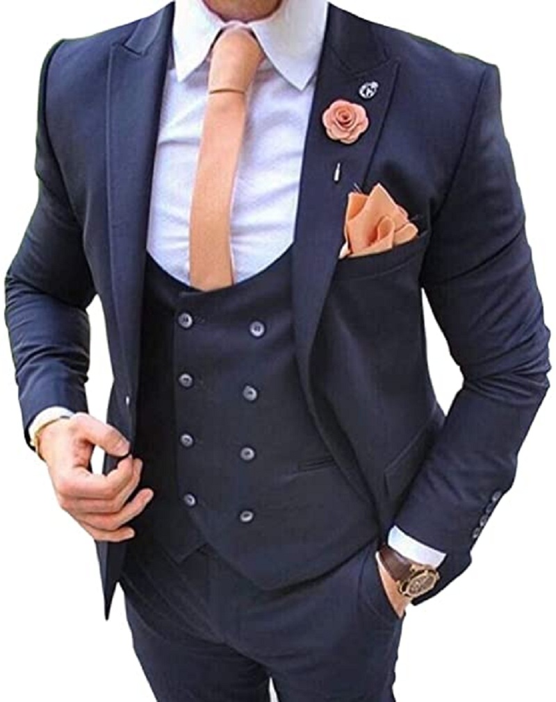 Granatowe garnitury męskie 3-c – Formal Men Party Wear Jacket recenzja i cena