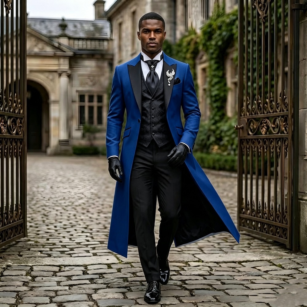 3-częściowy długi garnitur ślu – Formal Men Party Wear Jacket recenzja i cena