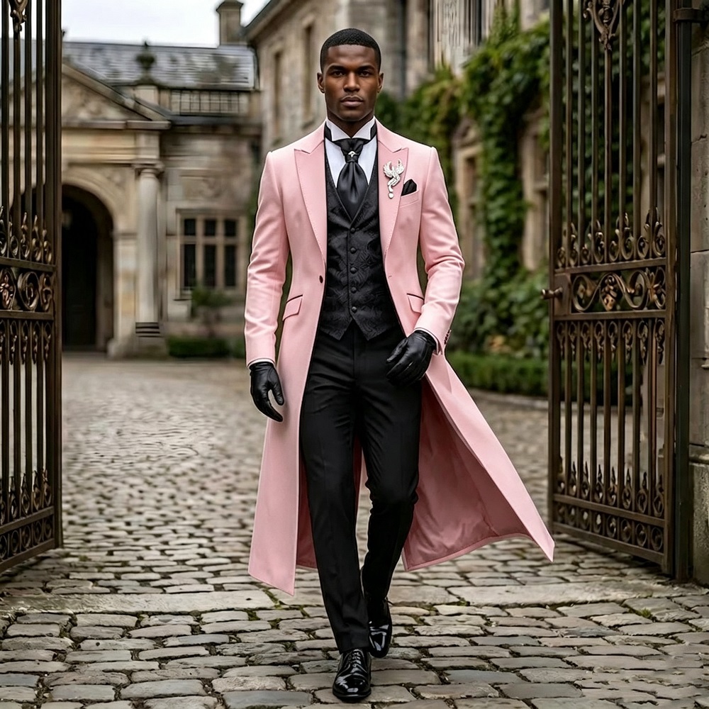 3-częściowy długi garnitur ślu – Formal Men Party Wear Jacket recenzja i cena