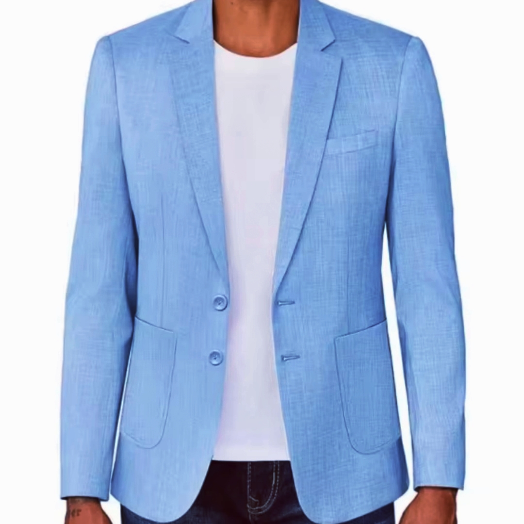 Beżowo-niebieska lniana maryna – Formal Men Party Wear Jacket recenzja i cena