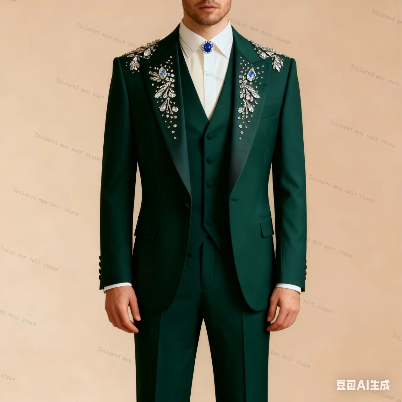Zielony Garnitur Męski 3-częśc – Men Formal Wear Wedding Guest recenzja i cena