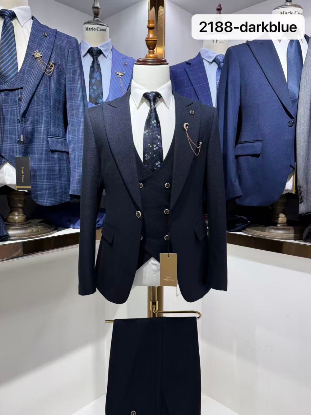 Ciemnoniebieski męski garnitur – Men Formal Wear Wedding Guest recenzja i cena