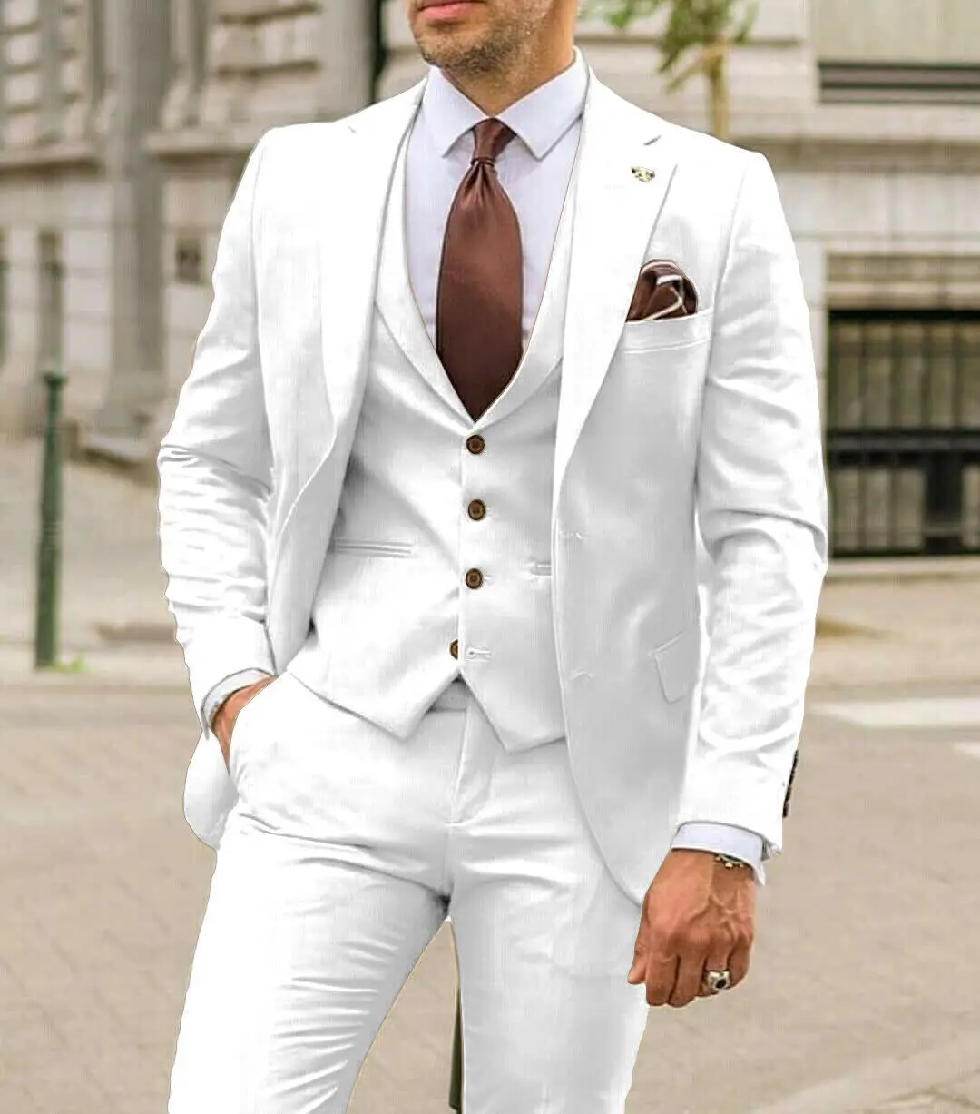 Garnitury męskie z klapami w s – Men Formal Wear Wedding Guest recenzja i cena